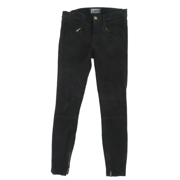CURRENT ELLIOTT The Silverlake Skinny suede leather pants sz 26 ankle zips - Picture 2 of 9
